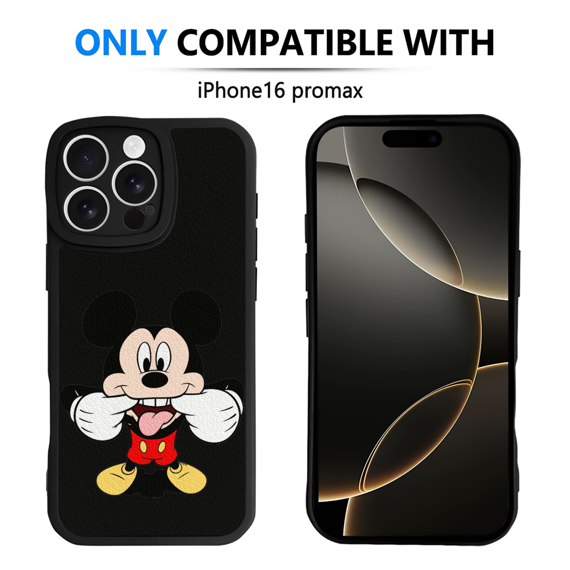 （画像用） ミッキーマウス Mickey Mouse 【iPhone 16シリーズ対応】シリコンスマホケース（レザー調） 材質：シリコン